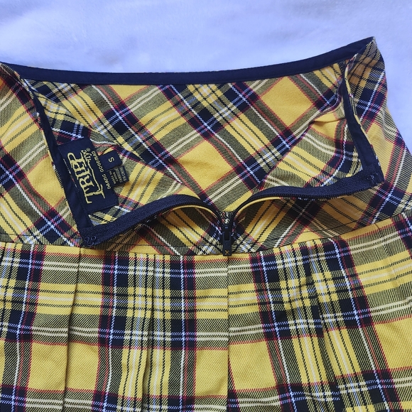 TrippNYC Yellow Plaid Pleated Mini Skirt - Picture 6 of 6
